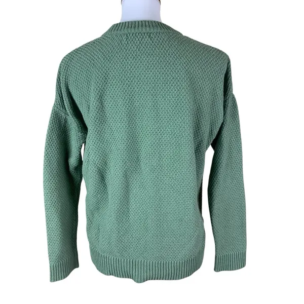 Madewell Green Textured Knit‎ Crewneck Sweater Relaxed Fit Cozy Women S - Image 2