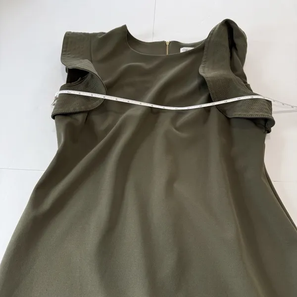 Calvin‎ Klein Army Green Ruffle Stretch Crepe Sheath Dress Size 14 - Image 7