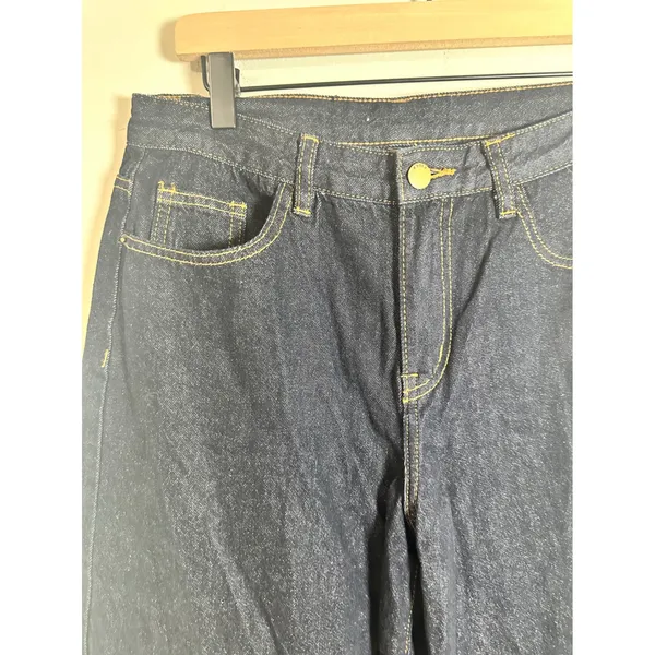 CIDER Womens Dark Indigo Mid Waist Wide Leg Denim Jeans Trousers Baggy Retro 90s - Image 4