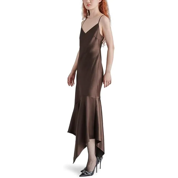 Steve Madden Lucille Slip Dress in Dark Espresso Xsmall New Womens Satin Midi - Image 11