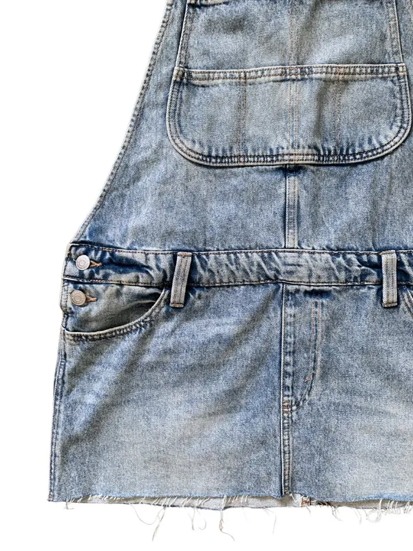 NWT Wild Fable Light Wash Denim Mini Skirtall Overall Dress - Image 9