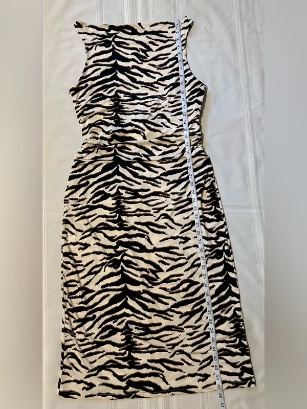 H&M Midi Dress Zebra Print Size L Women’s Black and Cream NWT - Image 11