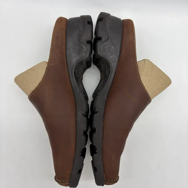 Timberland Womens 6 Shoe Slip On Mule Slide Brown Leather Casual Comfort‎ Heel - Image 4