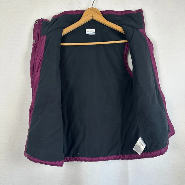 Columbia Purple Quilted Puffer Vest Womens‎ Small Fleece Lined Insulated Winter - Image 6