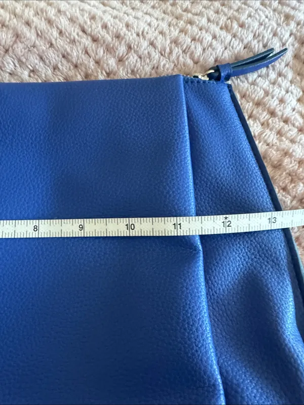 Blue Leather Zip Pouch Clutch - Image 4