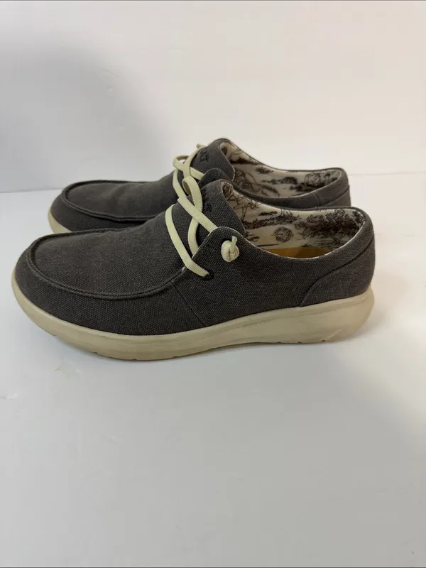 Ariat Charcoal Canvas Slip-On Sneakers with Cream Accents - Image 6