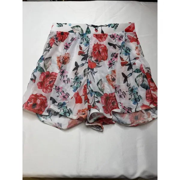Edel Qual Womens 3 Piece Floral Swim Set Bandeau Top Bikini Bottom Mesh Skirt XS - Image 6