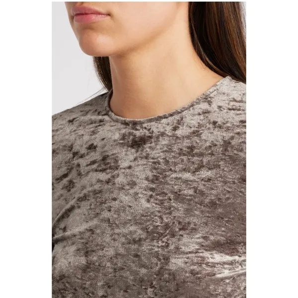FRAME Crushed Velvet Long Sleeve Top Dusk Taupe Size‎ Medium - Image 7