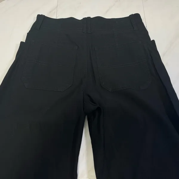 Anthropologie High Waisted Black Double Button Linen Viscose Fit & Flare Sz 28 - Image 4