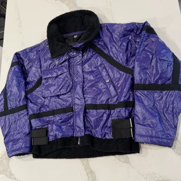 Free People Movement Vagabond Fleece Bomber Jacket Women’s XS Purple Packable - Image 6