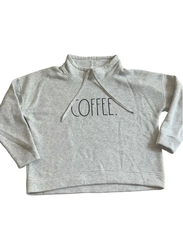 Rae Dunn Coffee Sweatshirt Size L Grey Graphic Crewneck Pullover - Image 9