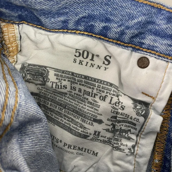 Levi's 501 Skinny Jeans Womens 24‎ High Rise Light Wash Distressed Denim 24x28 - Image 15