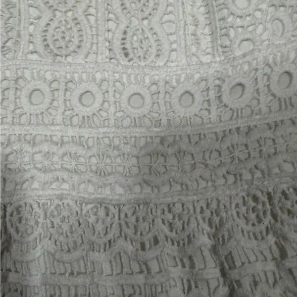Abercrombie White Crochet Lace Mini Dress Boho Festival Smocked V-Neck - Image 7