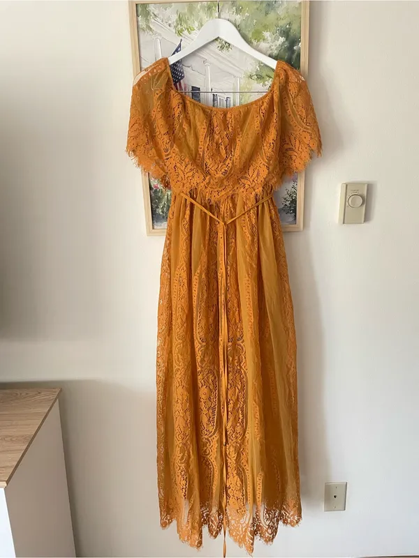 Baltic Born Caroline Lace Maxi Dress Mustard Yellow Small New - Image 3