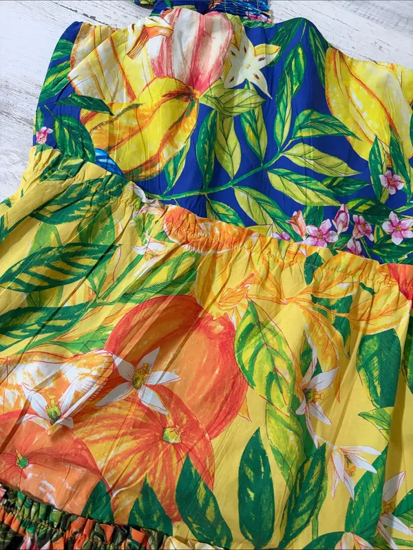 FARM Rio Caipirinha Mini Dress Tropical Fruit Flutter Sleeve Size Large - Image 6