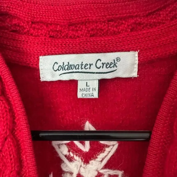Vintage 100% Boiled Wool Red Embroidery Snowflake Vest Size L - Image 4