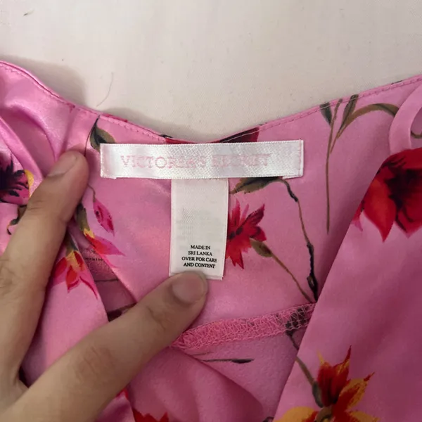 Victoria's Secret Pink Floral Satin Slip Chemise - Image 2