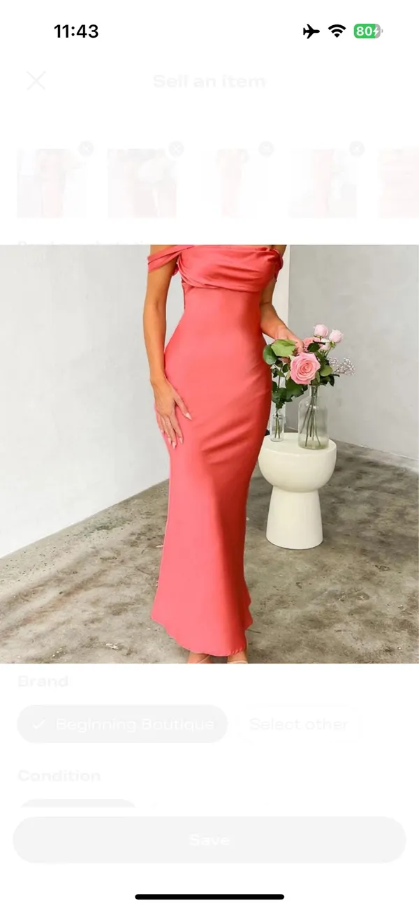 Beginning Boutique Maxi Dress Pink Satin - Image 2
