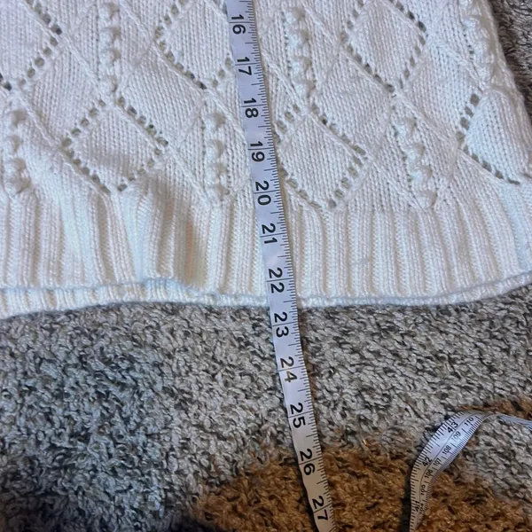 LOFT White Diamond‎ Pattern Cable Knit Cowl Neck Sweater Size L - Image 5