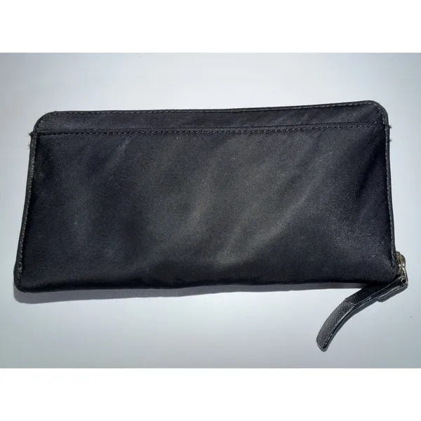 Kate Spade Black Nylon Zip Around Wallet Handbag Purse - Leather Zipper Pull‎ P - Image 4