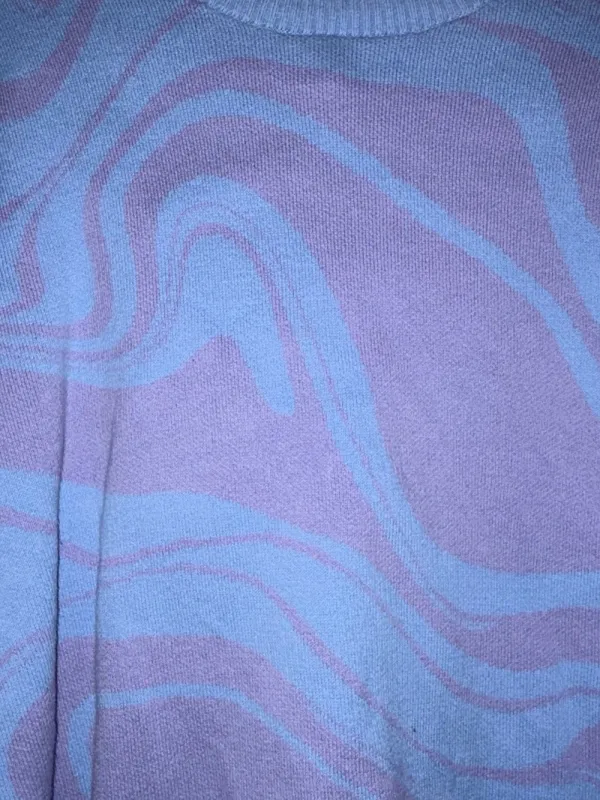 Hollister Textured Knit Crew Neck Sweater Blue & Purple Medium - Image 5