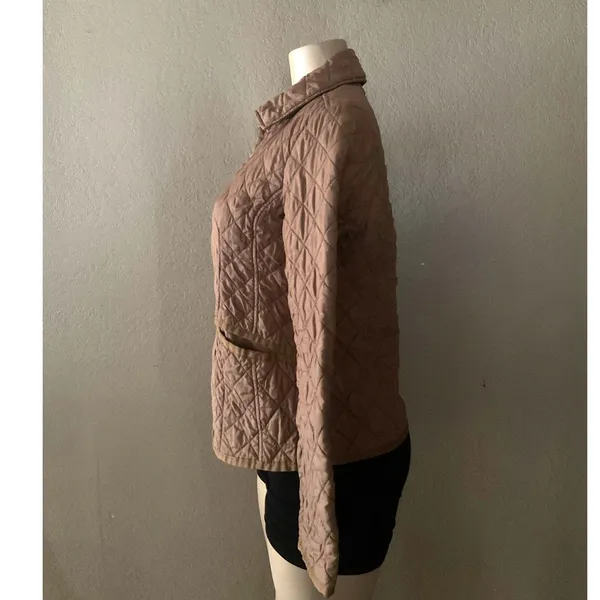 Tommy Hilfiger Women’s M Quilted Jacket Tan Brown Diamond Full Zip Lightweight - Image 2