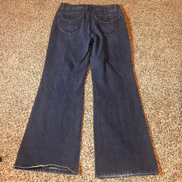 Zena Flare Leg Jeans Women's Dark Wash Denim Trousers‎ Casual Pants - Image 6