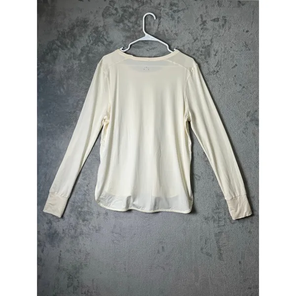 Varley Large Ivory Cream Long Sleeve Performance Top High Low Hem Athleisure - Image 3