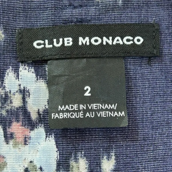 Club Monaco 2 Navy Floral wide leg cropped culottes Palazzo high-rise pleated - Image 9