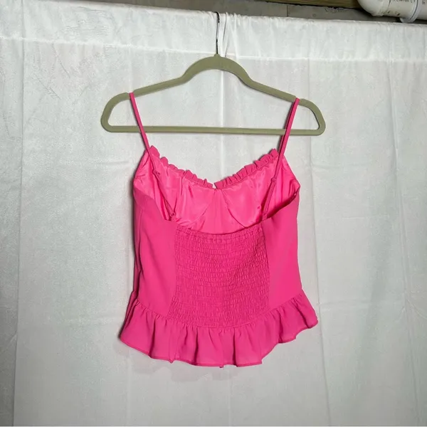 Superdown Cadence‎ Hot Pink Ruffle Cropped Cami Tank Top Blouse Size Medium - Image 2
