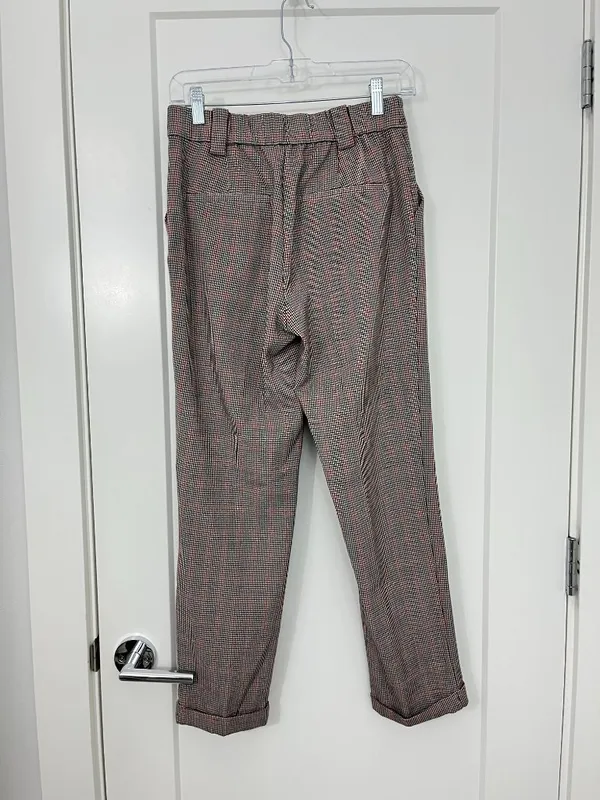 Zara Size Small Brown Glen Plaid Herringbone Ankle Pants - Image 6