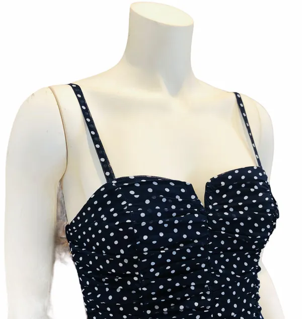 Blue & White Polka Dot Dress Size M - Image 8