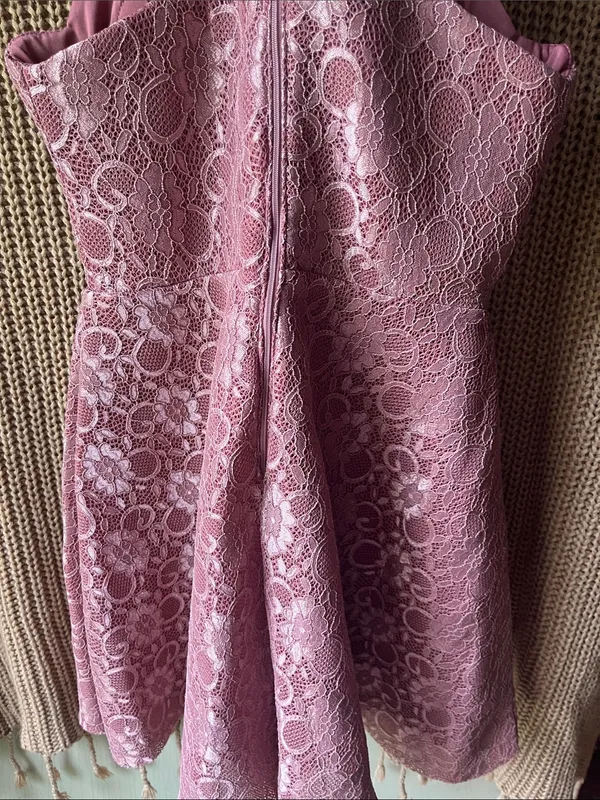 Crystal Doll Dusty Rose Lace Halter Fit-and-Flare Dress - Image 8