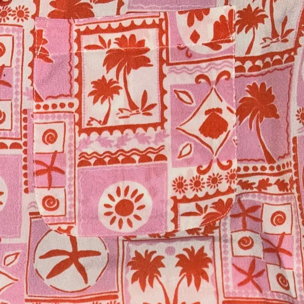 Sigrid‎ Olsen Sleepwear Pajamas Set Small Pink Orange Beach Shorts Collar Button - Image 3