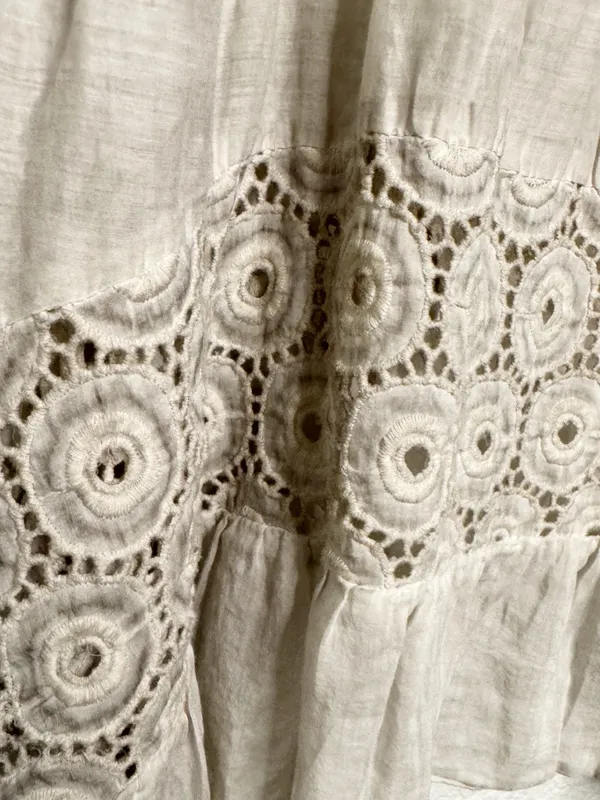 Saga Boho Tunic Dress Light Taupe Crochet Lace Handkerchief Hem Size M - Image 7
