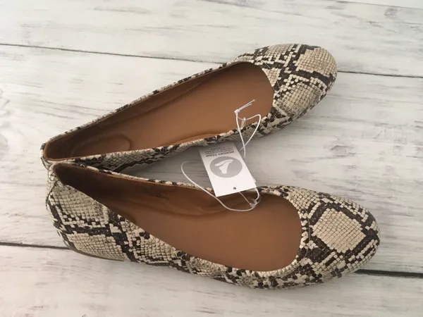 Snake Print Ballet Flats, Size 12 Gray - Image 4
