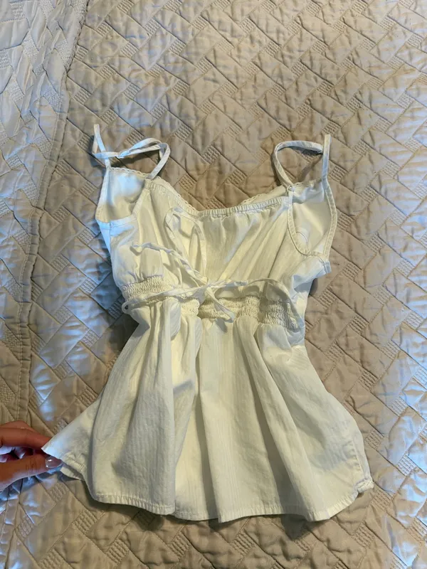 Aeropostale Babydoll Top White Tank Tie - Image 6