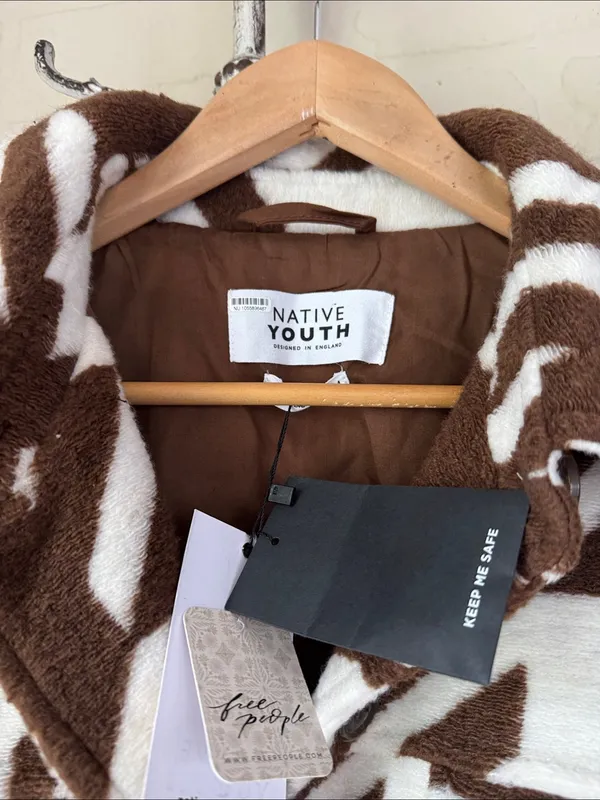 Free People Native Youth medium new HOUNDSTOOTH SHACKET jacket - Image 3