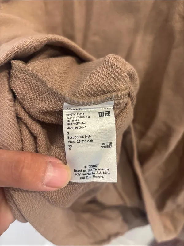 NWT Uniqlo Disney Winnie the Pooh Lounge Set S Brown Pajama Pants Sweatshirt - Image 5
