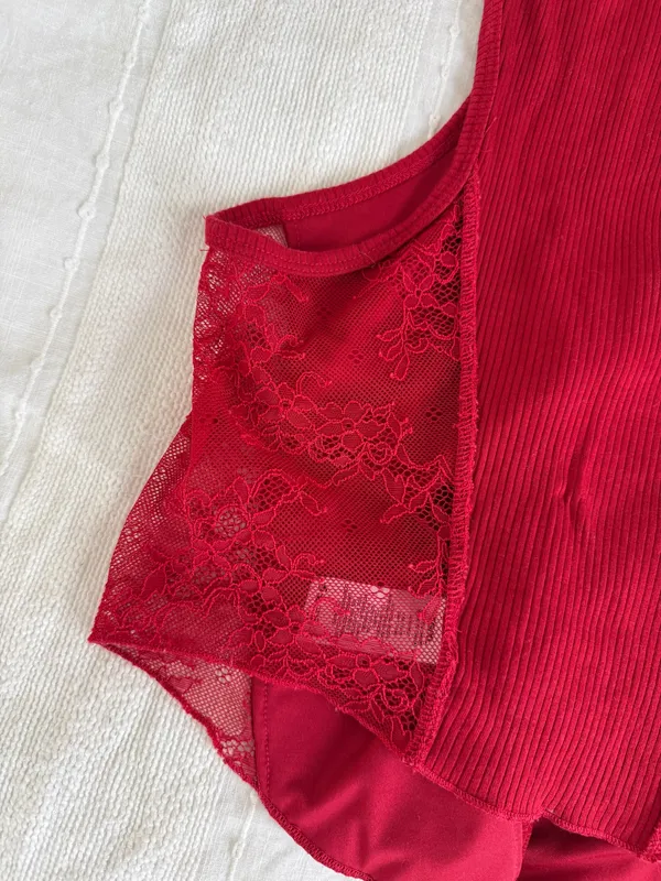 Garage Red Lace-Up Tank Top with Mesh Details - Image 7