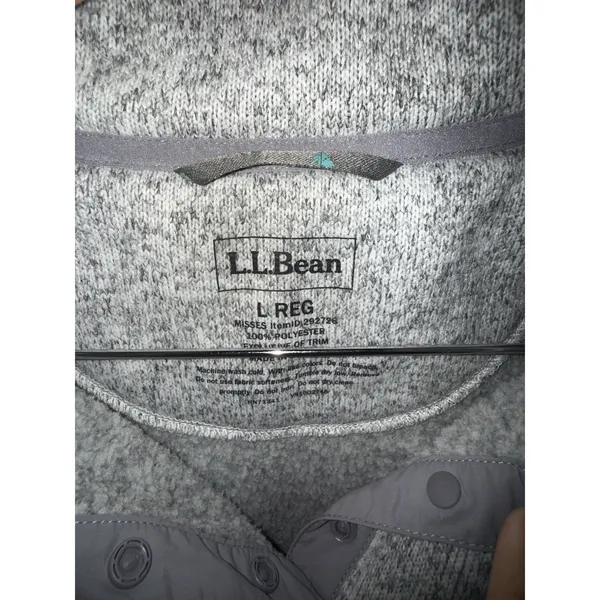LL Bean‎ Women's 1/4 Snap Sweater Knit Fleece Pullover Gray Size Large 292726 - Image 4