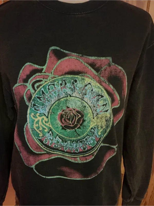 Grateful Dead 50th Anniversary Sweatshirt Rose Steal Your Face Black Small - Image 8