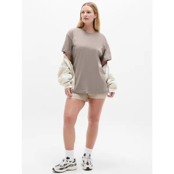 New Athleta M True Cotton Short Sleeve Tee Mortar Mushroom Medium - Image 4