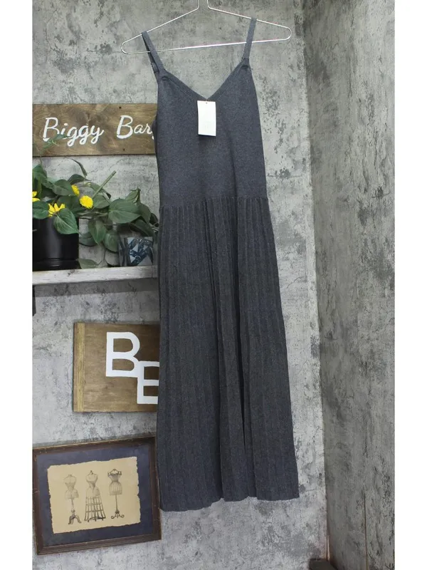 NWT A New Day Womens Pleated Midi Sweater Dress 94331199 Charcoal Gray L - Image 2