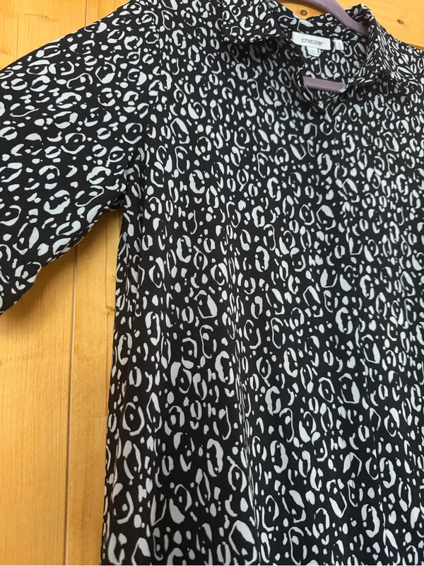 Chico's Zenergy Neema Bungee Hem Shirt Dress Animal Print Pockets Size Small - Image 12