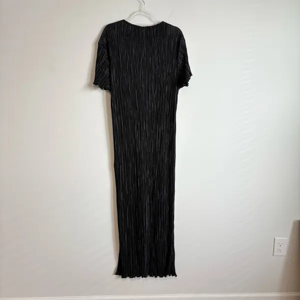 SHEIN pleated Crinkle short sleeve Slit maxi dress‎ black size 3XL - Image 3
