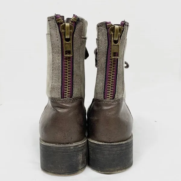 Madden Girl Mistley Grey Distressed Faux Leather Combat Ankle Boots - Image 5
