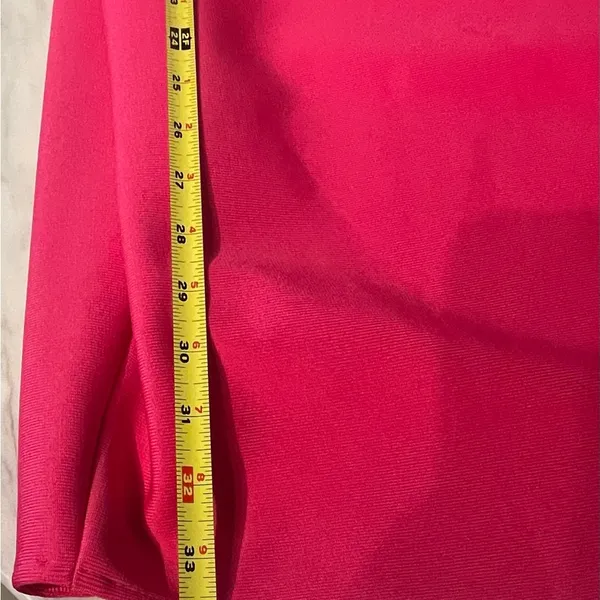 Hot Pink One Shoulder Ruffle Midi Bodycon Dress Size M Slit Back Zip - Image 7