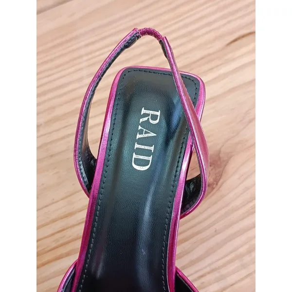 RAID Martini Metallic Pink Bow Pointed Toe Slingback Heels Shoes Size 8 US - Image 9