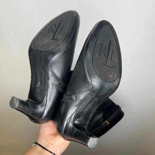 Lauren Ralph Lauren Susie Black Leather Knee High Buckle Boots Womens 7B 11424 - Image 5